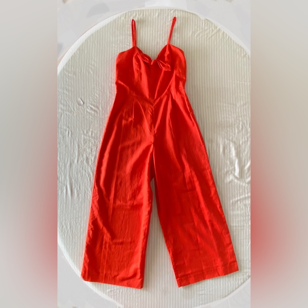 Red J.Crew Linen Jumpsuit
